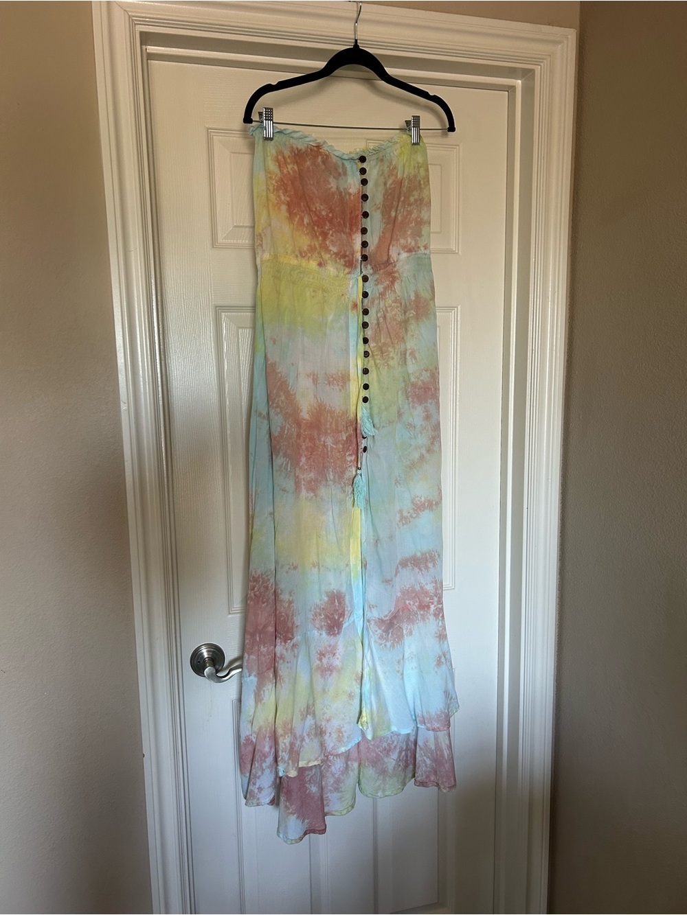 Boho Tie-Dye Maxi Dress with Button Front, NWOT, One size